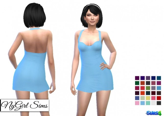 Sims 4 Open Back Halter Mini Dress at NyGirl Sims