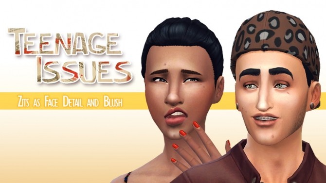 Sims 4 Zits as Face Details and Blush at Down in Simsland