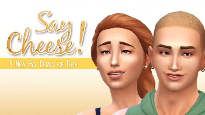 Sims 4 Say Cheese! 5 Teeth presets as Face details at Down in Simsland