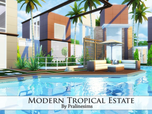 Sims 4 Modern Tropical Estate by Pralinesims at TSR
