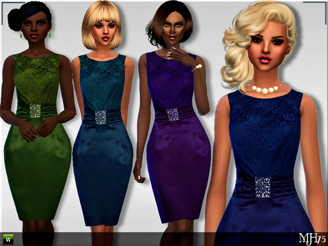 Sims 4 Satina Dress by Margie at Sims Addictions
