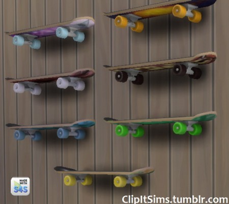 Functional skateboard shelf at Clipit Sims