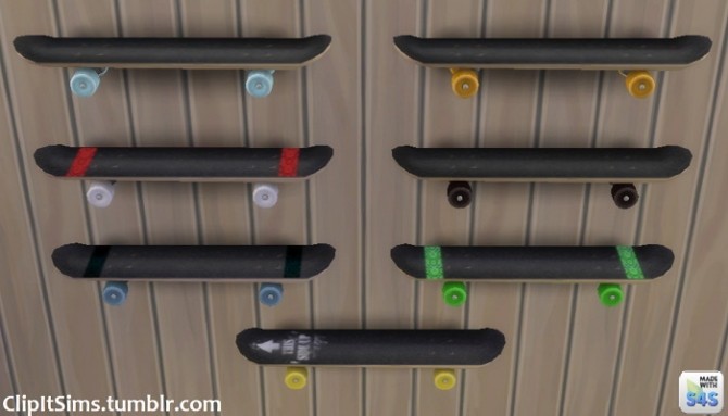 Sims 4 Functional skateboard shelf at Clipit Sims