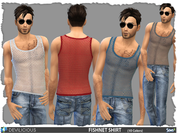 Sims 4 Fishnet Shirt (10 colors) by Devilicious at TSR
