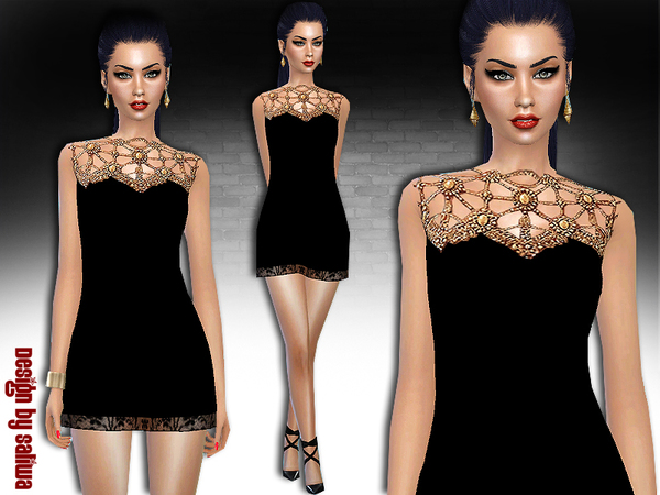 Sims 4 Embellished Pure Dress by Saliwa at TSR