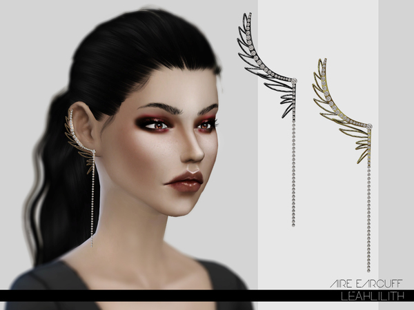 Sims 4 Aire Earrings by LeahLilith at TSR