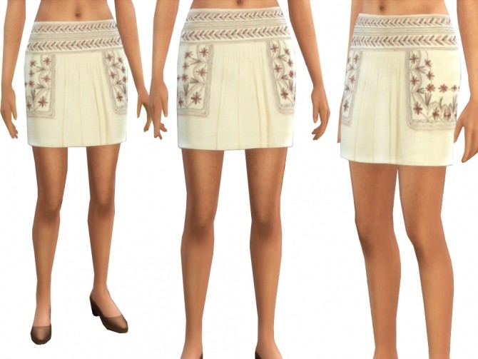 Sims 4 Skirt with embroidery details at Little Sims Stuff