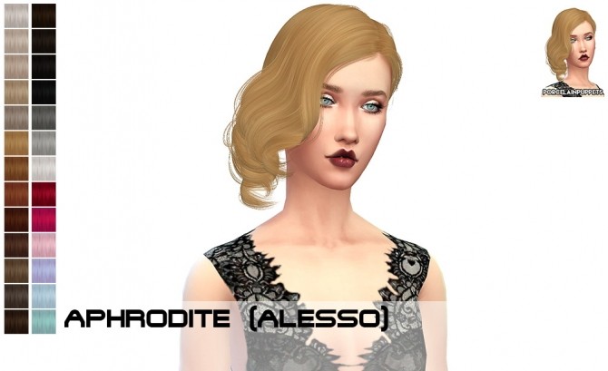 Sims 4 Alessos hairs (Aphrodite + Emilia) retextures at Porcelain Warehouse