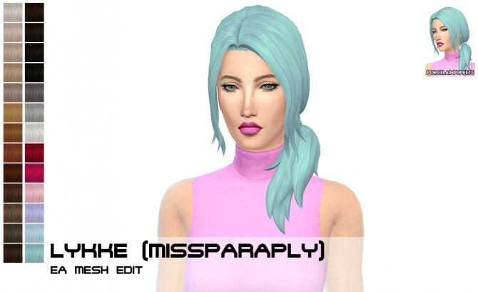 Sims 4 Missparaply Lykke hair edit at Porcelain Warehouse