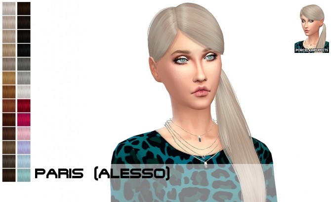 Sims 4 Alessos hairs (Aphrodite + Emilia) retextures at Porcelain Warehouse