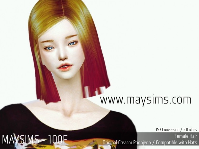 Sims 4 Hair 100F (Raonjena) at May Sims