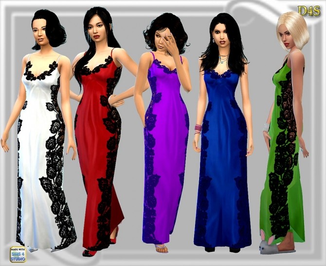 Sims 4 Long night lace gown at Dreaming 4 Sims