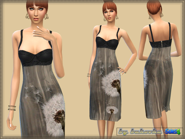 Sims 4 Dress Delicate Flower by bukovka at TSR