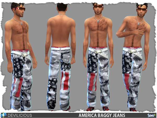 Sims 4 America Baggy Jeans by Devilicious at TSR