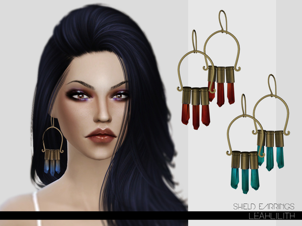 Sims 4 Shield Earrings by Leah Lilith at TSR