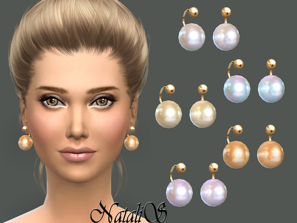 Sims 4 Faux pearl earrings by NataliS at TSR