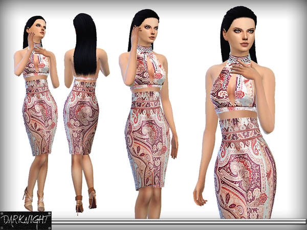 Sims 4 High Neck Belly Dress by DarkNighTt at TSR