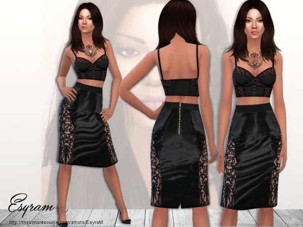 Sims 4 Pencil skirt & BustierTop set by EsyraM at TSR