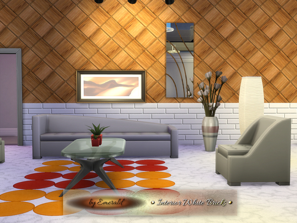 Sims 4 Interior White Bricks by emerald at TSR