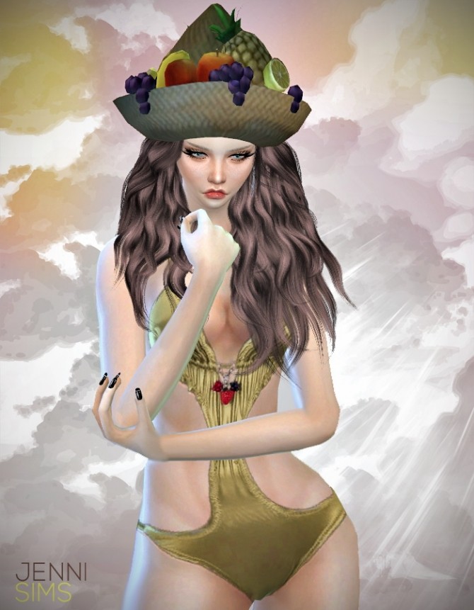 Sims 4 Hat Fruit, Crown, Ribbon at Jenni Sims
