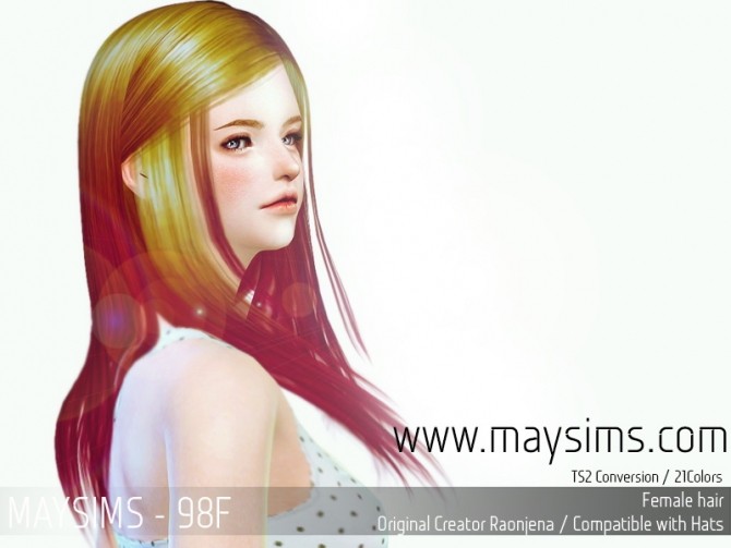 Sims 4 Hair 98F (Raonjena) at May Sims