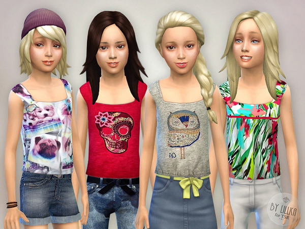 Sims 4 Tank Top Collection for Girls P01 by lillka at TSR