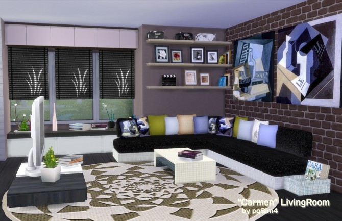 Sims 4 Carmen Living Room by Mary Jiménez at pqSims4
