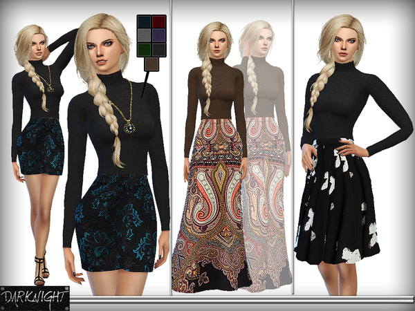 Sims 4 High Waist Skirts and Belly Top by DarkNighTt at TSR