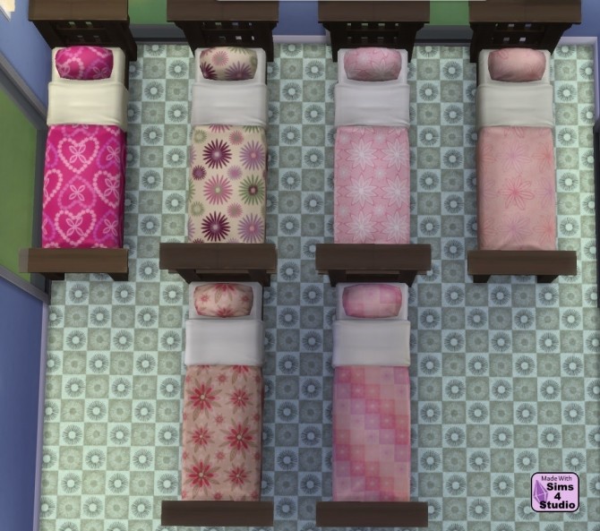Sims 4 Floral Bed Set in 6 Designs by wendy35pearly at Mod The Sims