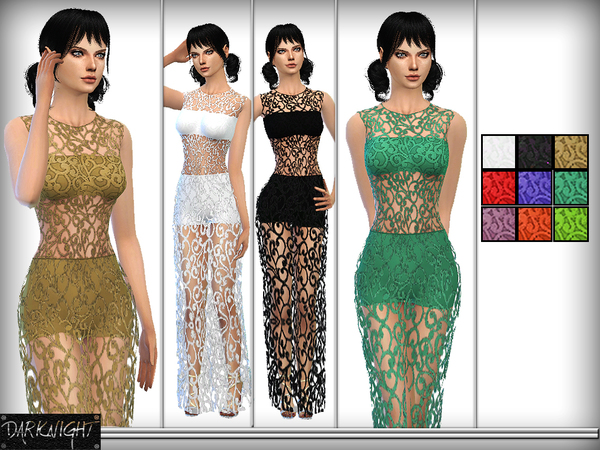 Sims 4 Maxi Crochet Knit Dress by DarkNighTt at TSR