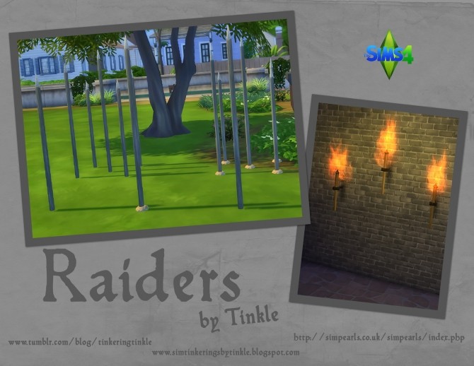 Sims 4 Raiders (Wall Torch Holder and Flame + Stakes) at Tinkerings by Tinkle