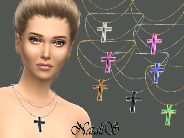 Sims 4 Crystal cross pendant by NataliS at TSR