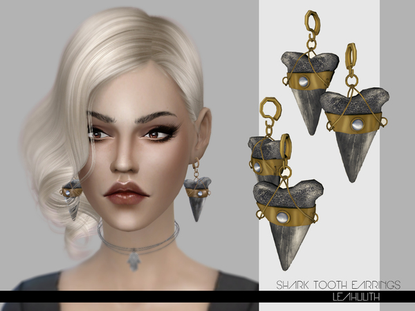 Sims 4 Shark Tooth Earrings by Leah Lillith at TSR