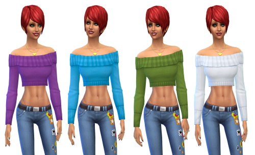 Sims 4 Female Off Shoulder Sweater Huge Edit at Julietoon – Julie J