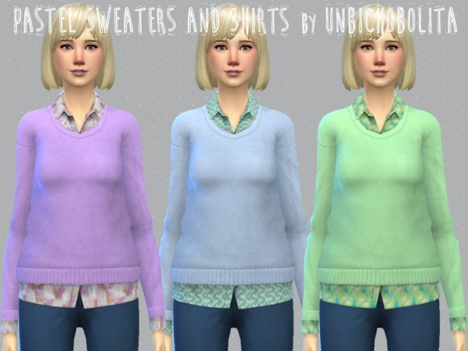 Sims 4 Pastel sweaters and shirts at Un bichobolita