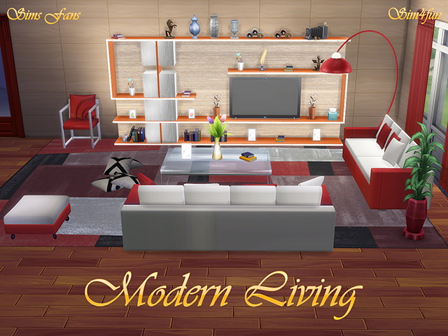Sims 4 Modern Living Room Furniture by Sim4fun at Sims Fans