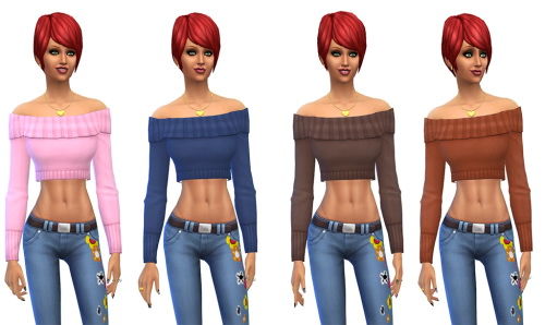 Sims 4 Female Off Shoulder Sweater Huge Edit at Julietoon – Julie J