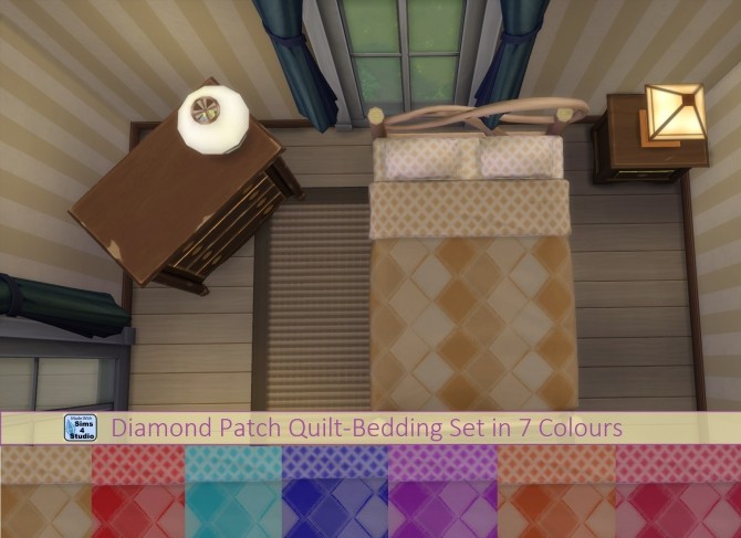 Sims 4 Diamond Patch Quilt Bedding Set by wendy35pearly at Mod The Sims
