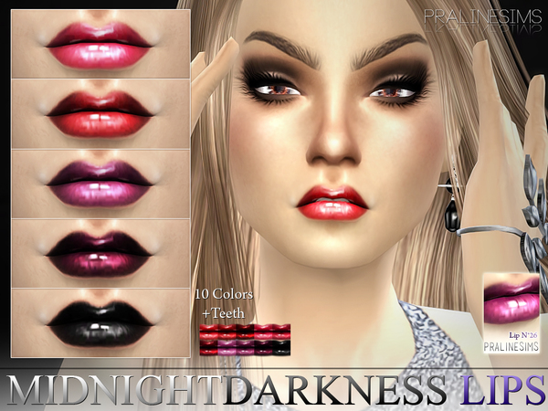 Sims 4 Midnight Darkness Lips N26 + Teeth by Pralinesims at TSR