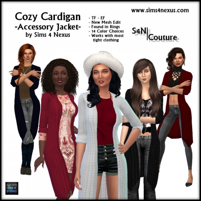 Sims 4 Cozy Cardigan Accessory Jacket at Sims 4 Nexus