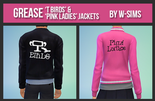 Sims 4 Grease ‘T Birds’ & ‘Pink Ladies’ Jackets at W Sims
