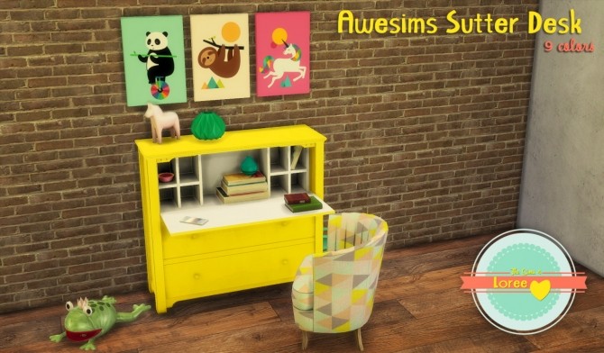 Sims 4 Desk by Awesims recolored at Loree