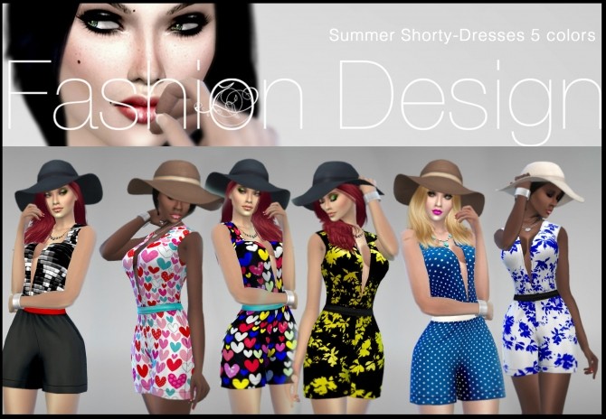 Sims 4 Summer Shorty Dresses 5 colors by ZeneZis at Mod The Sims
