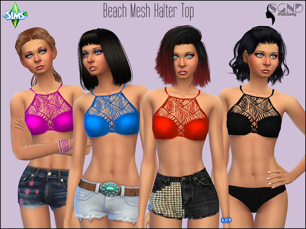 Sims 4 Beach Mesh Halter Top by SimGirlNextDoor at TSR