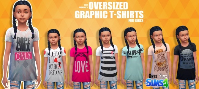 Sims 4 Female Child Oversize Graphic Tees at Onyx Sims