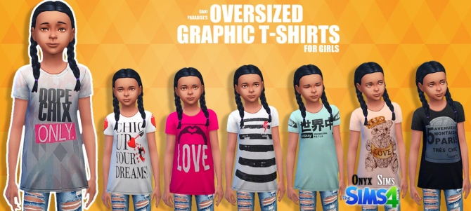 Female Child Oversize Graphic Tees at Onyx Sims » Sims 4 Updates