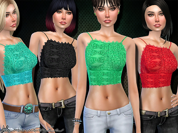 Sims 4 Offbeat Style Crop Crochet Top by Harmonia at TSR