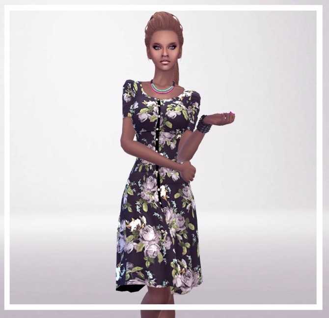 Sims 4 Floral Dresses 3 colors (Top Bottom) by ZeneZis at Mod The Sims