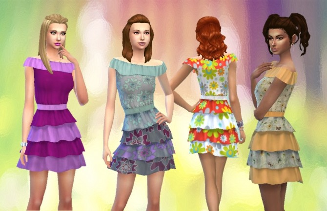 Sims 4 Beautiful Ruffles dress at My Stuff