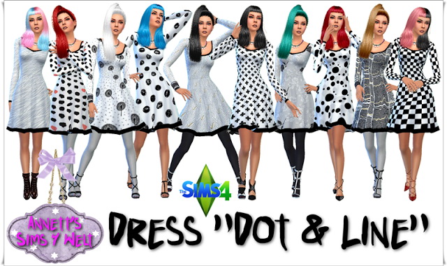 Sims 4 Dot & Line Dress at Annett’s Sims 4 Welt